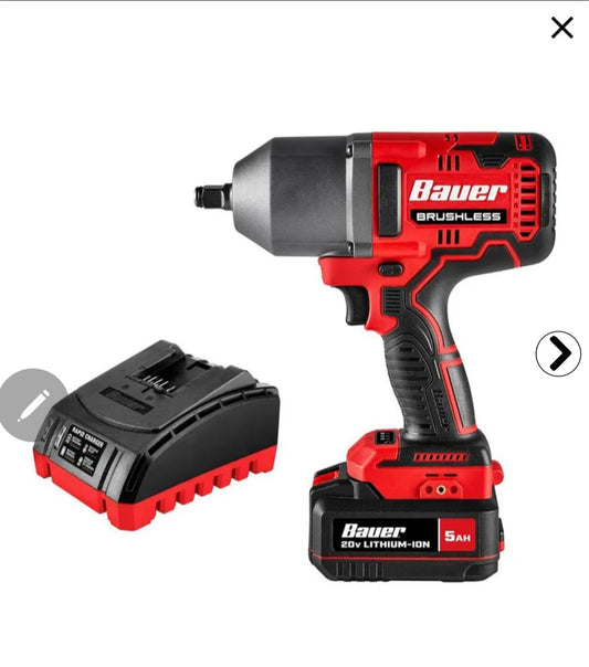 BAUER 20v Brushless 1/2" High-Torque Impact Wrench Set